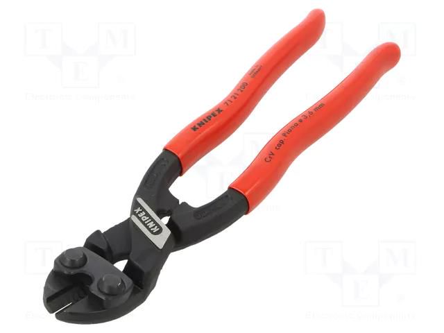 Pliers; cutting; blackened tool,handles with plastic grips KNIPEX KNP.7121200