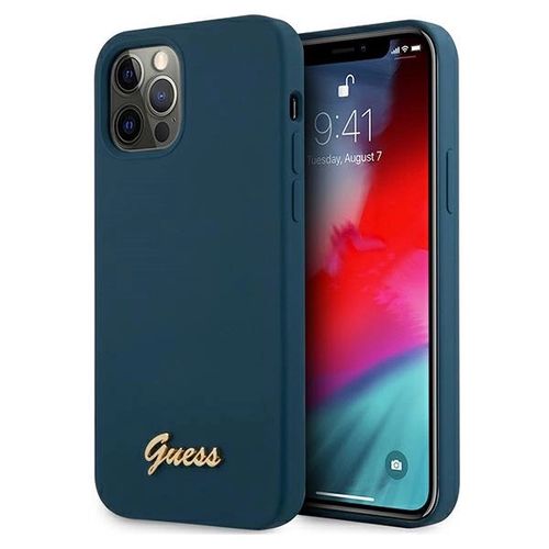 Guess GUHCP12LLSLMGBL iPhone 12 Pro Max 6.7&quot; blue/blue hardcase Metal Logo Script, Guess 3700740494622 3700740494622