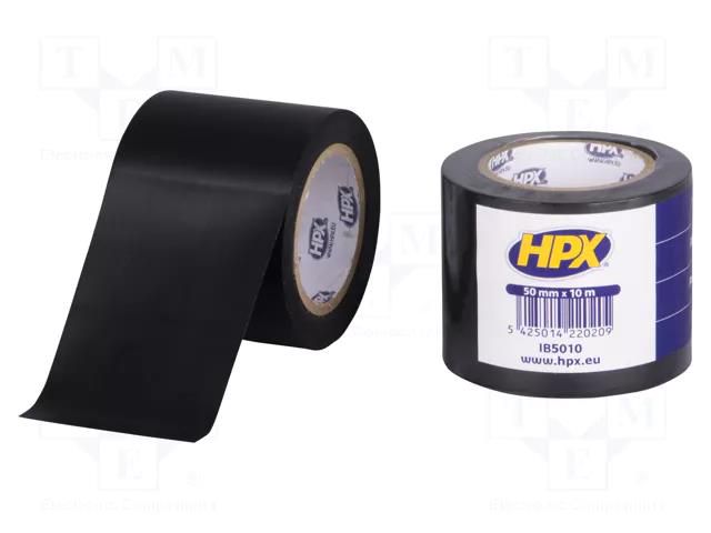 Tape: electrical insulating; W: 50mm; L: 10m; Thk: 0.15mm; black HPX HPX-5200-5010BK
