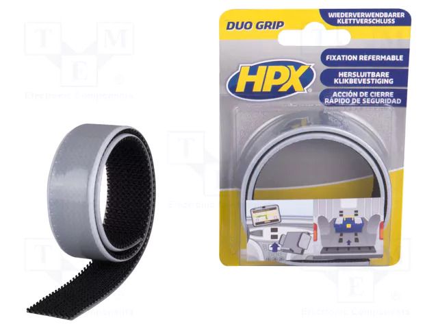 Tape: hook and loop; W: 25mm; L: 0.5m; Thk: 5.4mm; double-sided HPX HPX-BDG-250.5BK