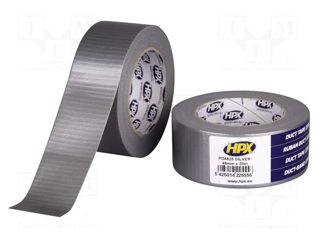 Tape: duct; W: 48mm; L: 25m; Thk: 0.24mm; silver; natural caoutchouc HPX HPX-D2200-4825S