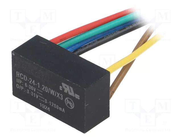 Converter: DC/DC; Uin: 6÷36VDC; Uout: 3÷31VDC; Iout: 1200mA; cables RECOM RCD-24-1.20/W/X3