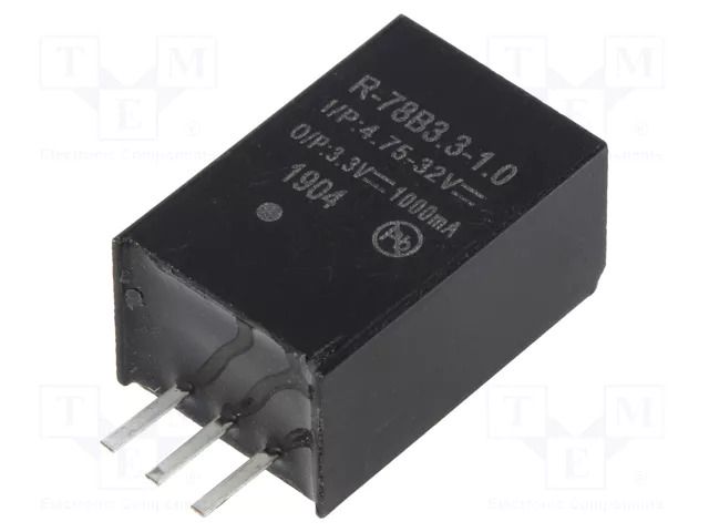 Converter: DC/DC; 3.3W; Uin: 4.75÷32VDC; Uout: 3.3VDC; Iout: 1A; SIP3 RECOM R-78B3.3-1.0