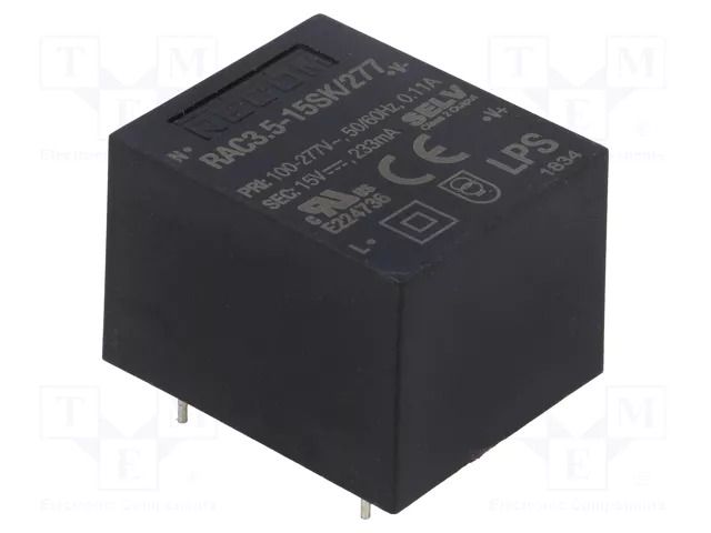 Converter: AC/DC; 3.5W; Uin: 85÷305VAC,120÷430VDC; Uout: 15VDC RECOM RAC3.5-15SK/277