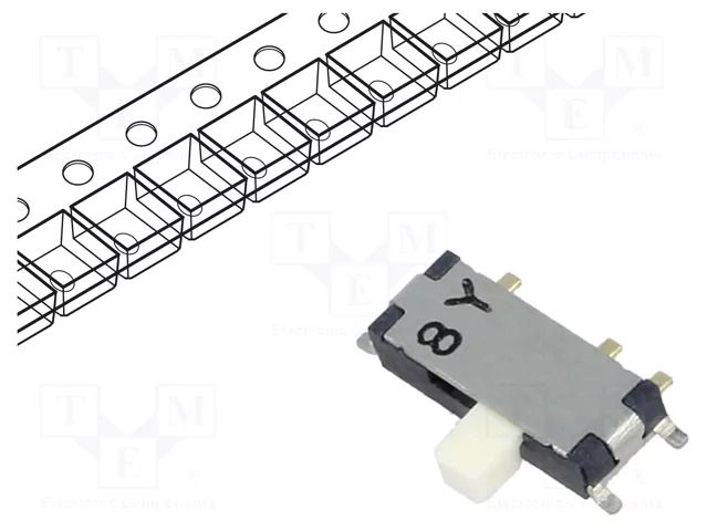 Switch: slide; Pos: 2; SPDT; 0.3A/4VDC; ON-ON; SMT; Leads: curved Nidec Copal Electronics CUS-12TB
