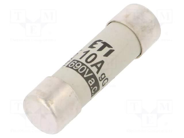 Fuse: fuse; 10A; 690VAC; gG; cylindrical,industrial; 14x51mm ETI POLAM 002630007