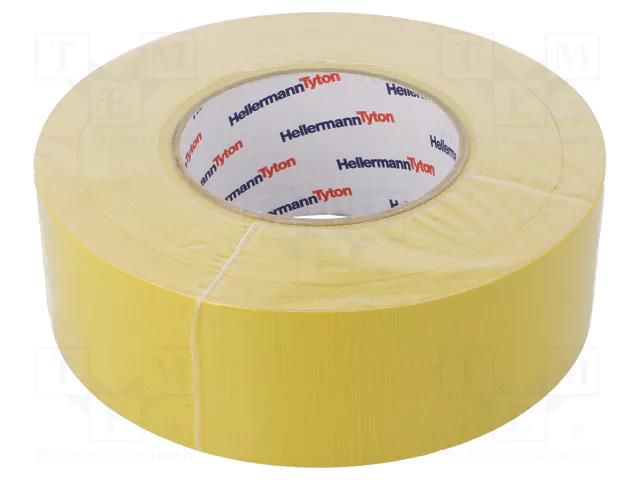 Tape: textile; W: 50mm; L: 50m; Thk: 0.31mm; yellow; 64N/cm; 10% HELLERMANNTYTON HTAPE-TEX-50X50YE