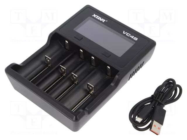 Charger: microprocessor-based; Li-Ion; 1.2/3.6/3.7V; 5VDC XTAR XTAR-VC4S