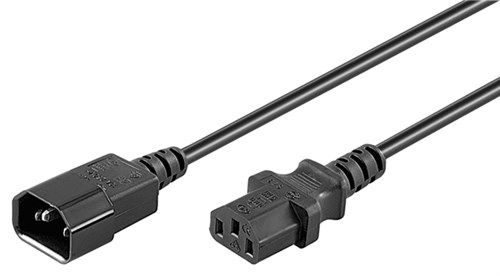 Extension Lead with C13 socket and C14 plug, 1.5 m, Black, (3*0.75 mm²), 1.5 m - Device male C14 (IEC connection) > Device socket C13 (IEC connection) 68602