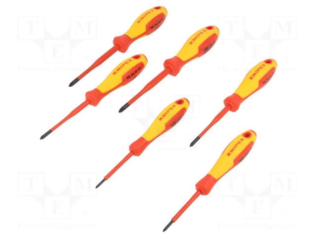 Kit: screwdrivers; insulated; Phillips,Pozidriv®; 1kVAC; 6pcs. KNIPEX KNP.002012V03