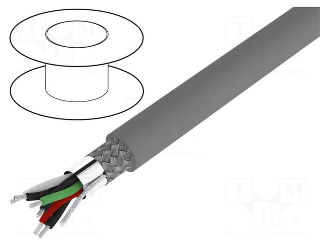 Wire; Alpha Essential C&C; 3x2x28AWG; PVC; dark grey; 300V; 30.5m ALPHA WIRE 6391-SL005