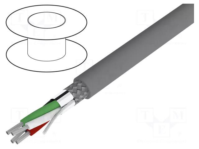 Wire; Alpha Essential C&C; 4x24AWG; PVC; dark grey; 300V; 30.5m ALPHA WIRE 6328-SL005