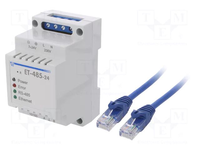 Converter; RS485/ETHERNET; 24VDC; 10/100 Base-T,RS485; 100Mbps NOVATEK ELECTRO ET-485-24/230V