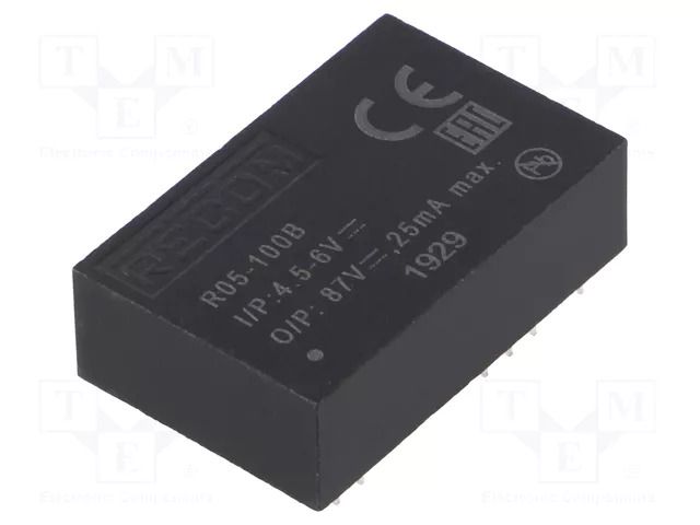 Converter: DC/DC; 3W; Uin: 4.5÷6VDC; Uout: 41÷120VDC; DIP24; THT RECOM R05-100B