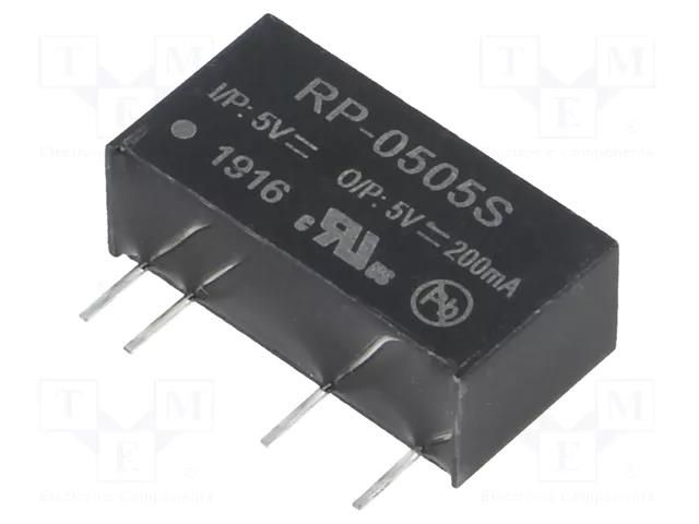 Converter: DC/DC; 1W; Uin: 4.5÷5.5VDC; Uout: 5VDC; Iout: 200mA; SIP7 RECOM RP-0505S