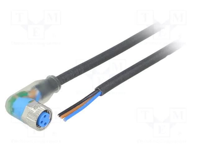 Cable: for sensors/automation; M8; PIN: 3; angled; 2m; plug; 4A; Y SICK YI8U13-020UA1XLEAX