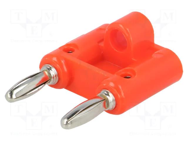 Connector: 4mm banana; stackable safety shunt; 15A; red; 41mm MUELLER ELECTRIC BU-00247-2