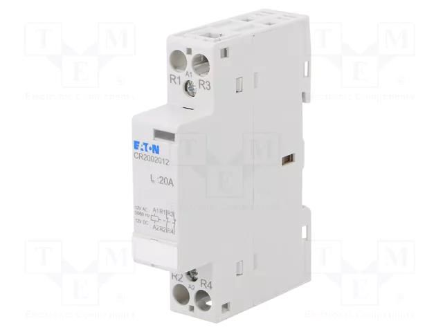 Contactor: 2-pole installation; 20A; 12VAC; NC x2; CR20 EATON ELECTRIC CR2002012