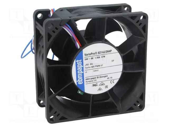 Fan: DC; axial; 24VDC; 80x80x38mm; 220m3/h; 71dBA; ball; 14000rpm EBM-PAPST 8214J/2H4P