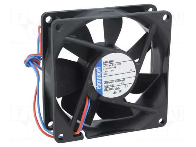 Fan: DC; axial; 24VDC; 80x80x25mm; 78m3/h; 37dBA; ball; 3600rpm; IP68 EBM-PAPST 8414NHU