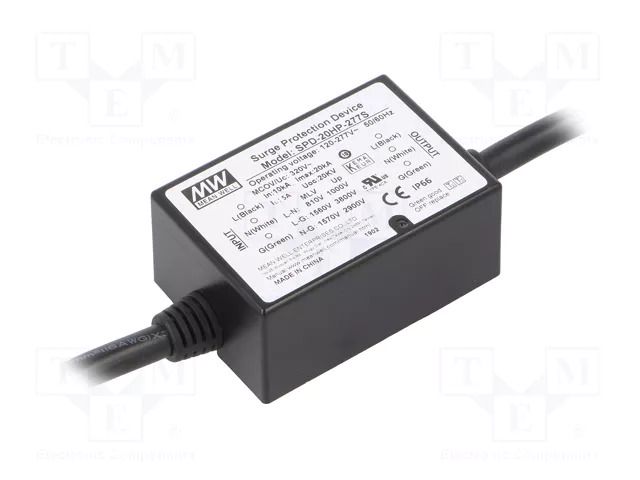 Surge arrester; 10kA; Uoper: 120÷277VAC; Uoper.max: 320VAC MEAN WELL SPD-20HP-277S