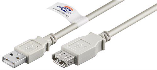 USB 2.0 Hi-Speed Extension Cable with USB Certificate, Grey, 1.8 m - USB 2.0 male (type A) > USB 2.0 female (type A) 68914