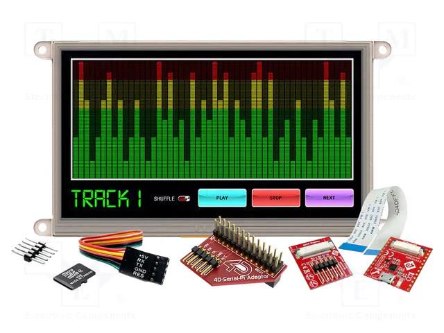 Dev.kit: with display; LCD TFT; Resolution: 800x480; uC: DIABLO16 4D Systems SK-GEN4-70D-PI