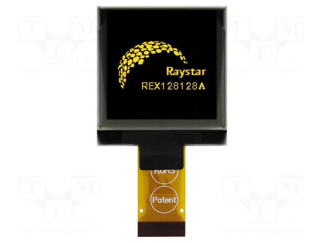 Display: OLED; graphical; 1.5"; 128x128; Dim: 33.8x36.5x2.05mm RAYSTAR OPTRONICS REX128128AYAP3N0