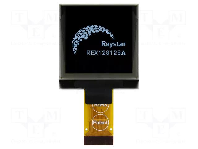 Display: OLED; graphical; 1.5"; 128x128; Dim: 33.8x36.5x2.05mm RAYSTAR OPTRONICS REX128128AWAP3N0