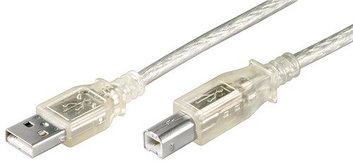 USB 2.0 Hi-Speed Cable, transparent, 1.8 m - USB 2.0 male (type A) > USB 2.0 male (type B) 68972