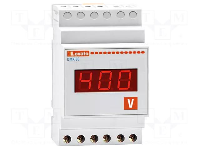 Voltmeter; digital,mounting; 15÷660V; for DIN rail mounting LOVATO ELECTRIC DMK80R1