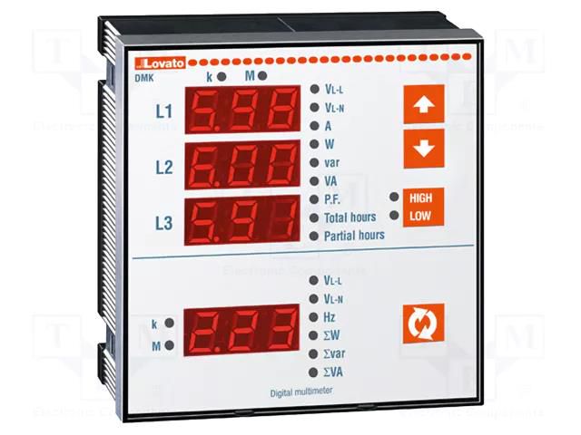 Meter: network parameters; on panel; digital,mounting; LED LOVATO ELECTRIC DMK20