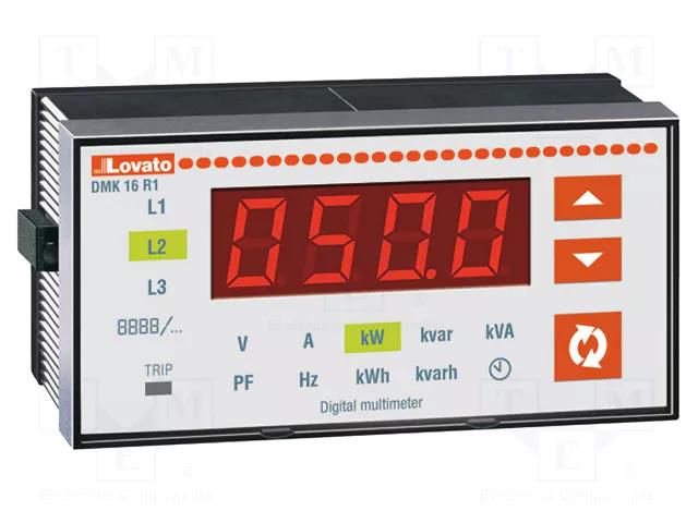 Meter: network parameters; on panel; digital,mounting; LED LOVATO ELECTRIC DMK16R1