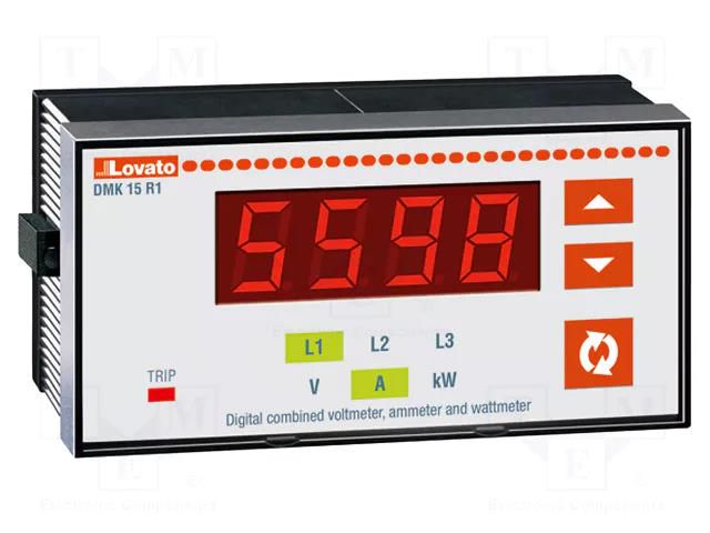 Meter: network parameters; on panel; digital,mounting; LED LOVATO ELECTRIC DMK15R1