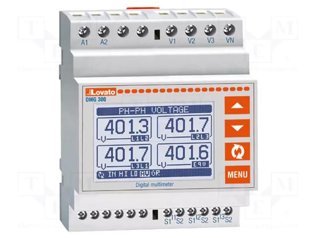 Meter: network parameters; for DIN rail mounting; LCD; 128x80 LOVATO ELECTRIC DMG300L01