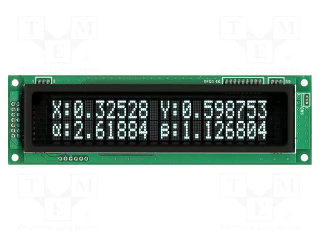Display: VFD; alphanumeric; 20x2; Char: 9.2mm; 350cd/m2; PIN: 20 NORITAKE Itron CU20029-UW1J