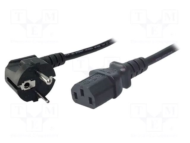 Cable; CEE 7/7 (E/F) plug angled,IEC C13 female; 3m; black; 10A LOGILINK CP095
