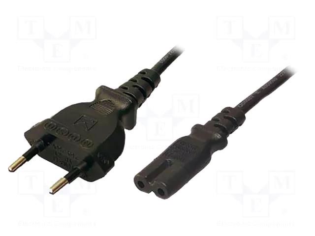 Cable; CEE 7/16 (C) plug,IEC C7 female; 1.8m; black; 2.5A; 250V LOGILINK CP092