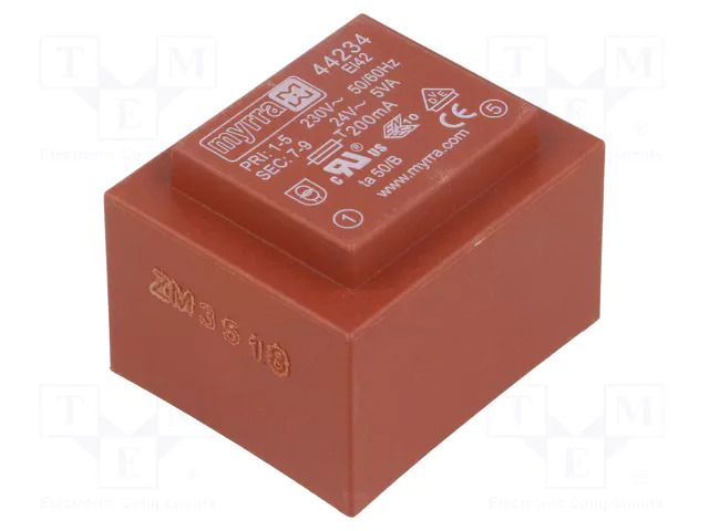 Transformer: encapsulated; 5VA; 230VAC; 24V; 208mA; PCB MYRRA MYRRA-44234
