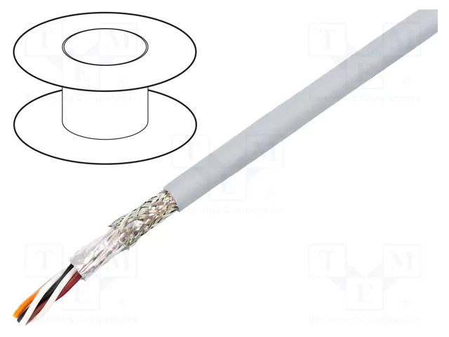 Wire; EcoCable Mini; 4x2x26AWG; MPPE; dark grey; 300V; 30.5m; 100ft ALPHA WIRE 78364-SL005