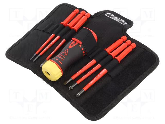 Kit: screwdrivers; insulated; Pozidriv®,slot; 1kVAC; 7pcs. BAHCO SA.808062