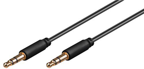 AUX Audio Connector Cable, 3.5 mm Stereo, 3-pin, Slim, CU, 1.5 m, black - 3.5 mm male (3-pin, stereo) > 3.5 mm male (3-pin, stereo) 69106