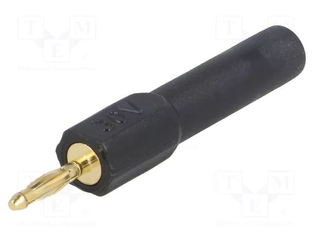 Connector: 2mm banana; 10A; 30VAC; black; gold-plated; 45mm; brass MUELLER ELECTRIC BU-P72914-0
