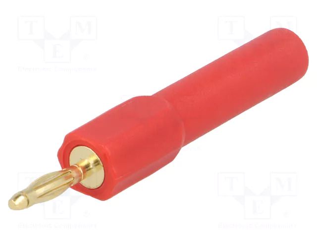 Connector: 2mm banana; 10A; 30VAC; red; gold-plated; 45mm; brass MUELLER ELECTRIC BU-P72914-2
