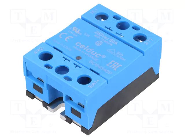 Relay: solid state; Ucntrl: 3÷32VDC; 60A; 12÷280VAC; SO9; 1-phase CELDUC SO945460