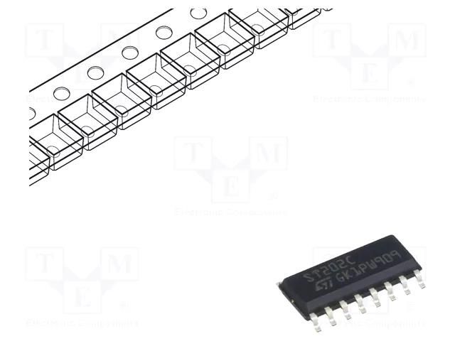 IC: interface; transceiver; RS232; 400kbps; SO16; 5VDC; reel,tape STMicroelectronics ST202CDR