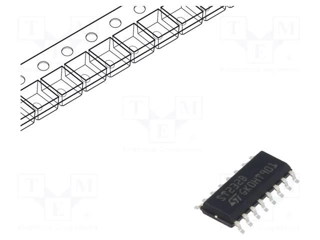 IC: interface; transceiver; full duplex,RS232; 220kbps; SO16 STMicroelectronics ST232BDR