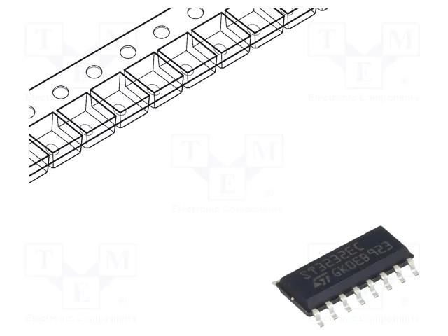 IC: interface; transceiver; full duplex,RS232; 250kbps; SO16 STMicroelectronics ST3232ECDR