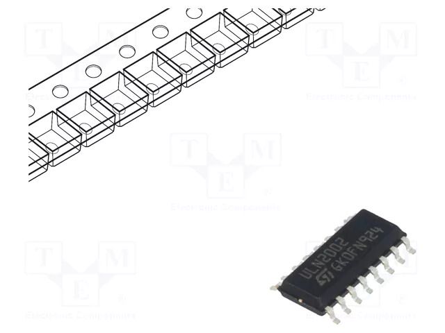 IC: driver; darlington,transistor array; SO16; 0.5A; 50V; Ch: 7 STMicroelectronics ULN2002D1013TR