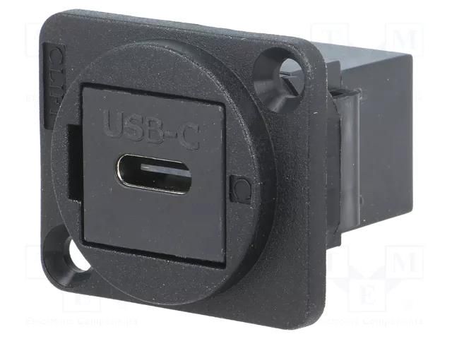 Coupler; USB C socket,both sides; FT; USB C; plastic; 19x24mm CLIFF CP30201